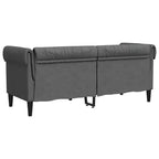 vidaXL Canapé Chesterfield Polyester gris foncé, bois massif, contreplaqué, mousse