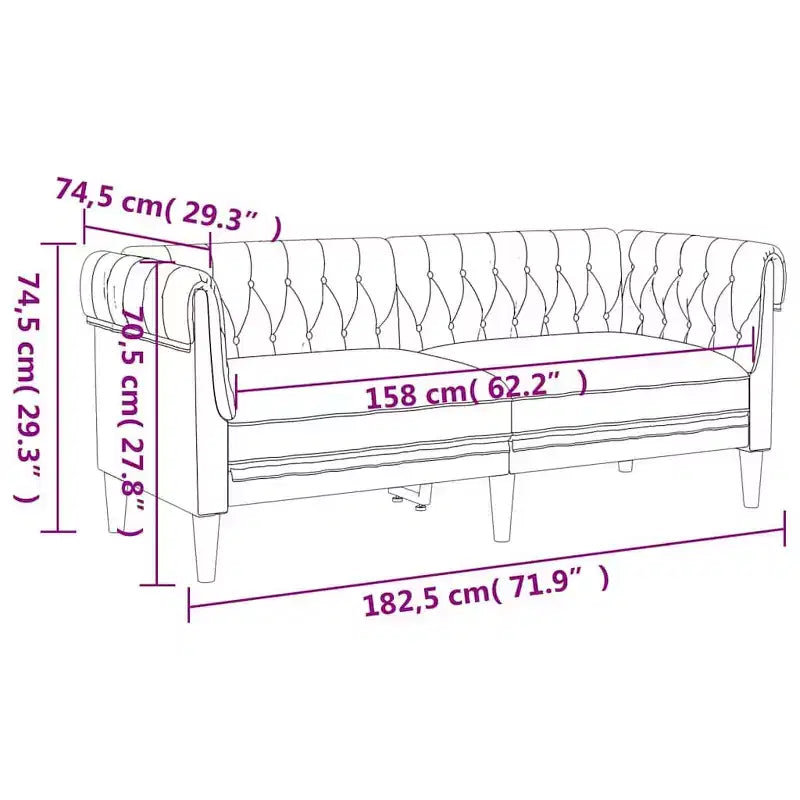 vidaXL Canapé Chesterfield Polyester gris foncé, bois massif, contreplaqué, mousse