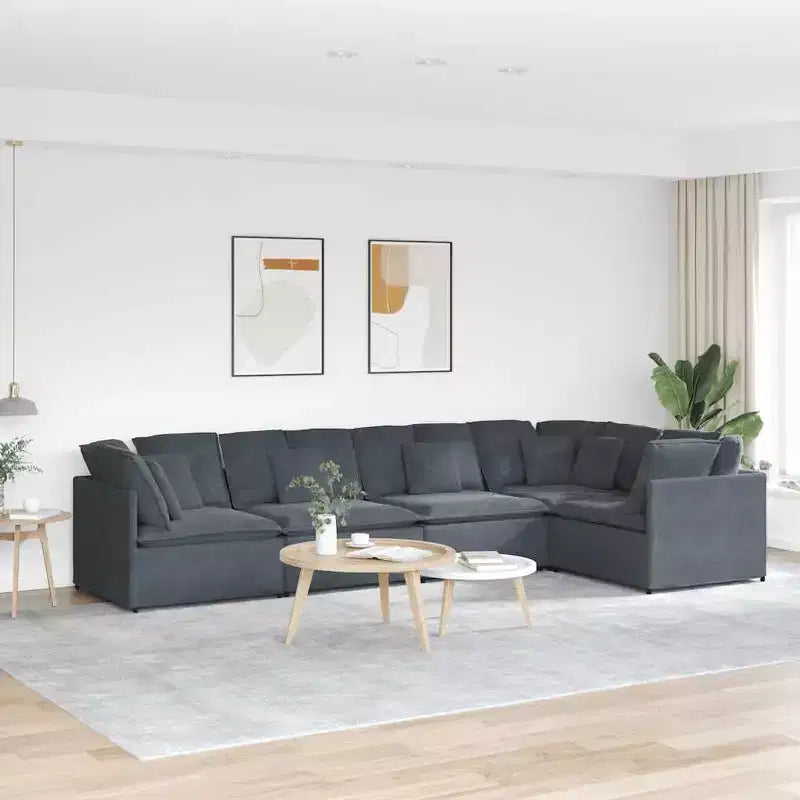 vidaXL Ensemble de canapés modulaires - Velours Gris Foncé - Mobilier Moderne pour Salon et Séjour - Cadre en Métal et Bois - 157,5 x 78,7 - Utilisation en Intérieur