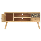 vidaXL Meuble TV en bois de manguier naturel avec accents noirs
