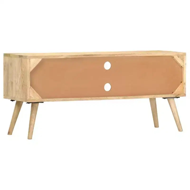 vidaXL Meuble TV en bois de manguier naturel avec accents noirs