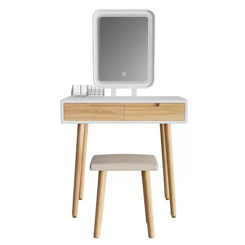 31.5 Ensemble de coiffeuse en bois naturel