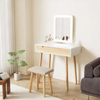 31.5 Ensemble de coiffeuse en bois naturel