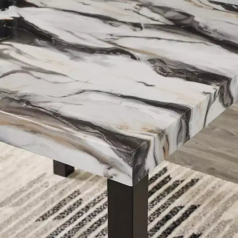 Table de salle à manger à hauteur de comptoir Cavira moderne en faux marbre Roundhill Furniture