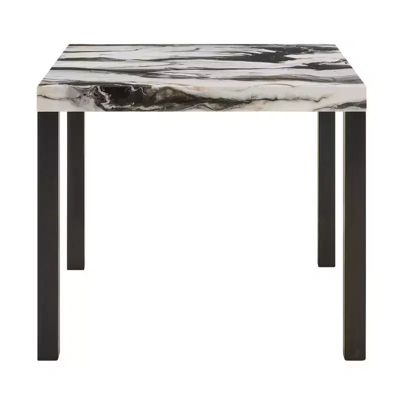 Table de salle à manger à hauteur de comptoir Cavira moderne en faux marbre Roundhill Furniture