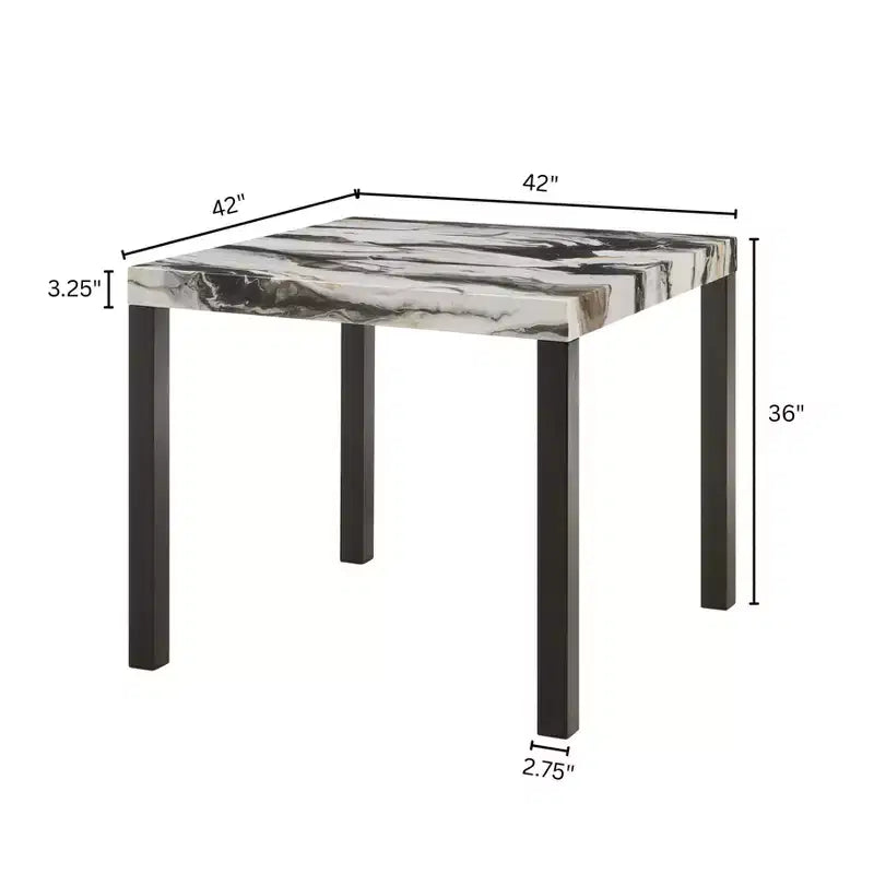 Table de salle à manger à hauteur de comptoir Cavira moderne en faux marbre Roundhill Furniture
