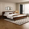 The Misty Moon 82.7 X 77.6 Dark Walnut King Size Pine And Solid Wood Bed No Box Spring Needed