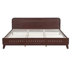 Lit The Misty Moon 82.7 X 77.6 en pin et bois massif, finition noyer foncé, taille King, sommier tapissier intégré