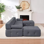 Mjkone Canapé sectionnel modulaire en velours en forme de U avec ottomane combinable gratuitement, canapé convertible 4 places avec garniture à rivets