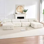 Mjkone Canapé sectionnel modulaire en velours en forme de U avec ottomane combinable gratuitement, canapé convertible 4 places avec garniture à rivets