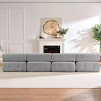 Mjkone Canapé sectionnel modulaire en velours en forme de U avec ottomane combinable gratuitement, canapé convertible 4 places avec garniture à rivets