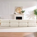 Mjkone Canapé sectionnel modulaire en velours en forme de U avec ottomane combinable gratuitement, canapé convertible 4 places avec garniture à rivets