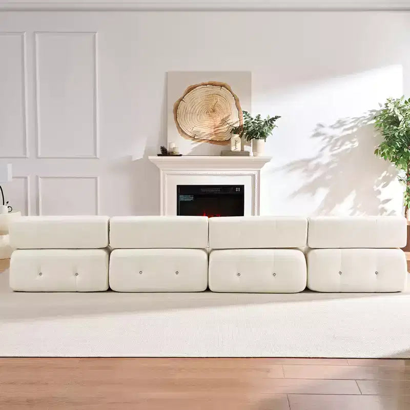Mjkone Canapé sectionnel modulaire en velours en forme de U avec ottomane combinable gratuitement, canapé convertible 4 places avec garniture à rivets