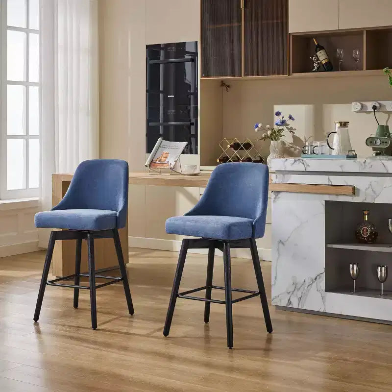 26 Tabourets de Bar Hauteur Comptoir, Chaises de Bar Mid-Century avec Dossier et Pieds en Bois pour Salle à Manger et Îlot de Cuisine