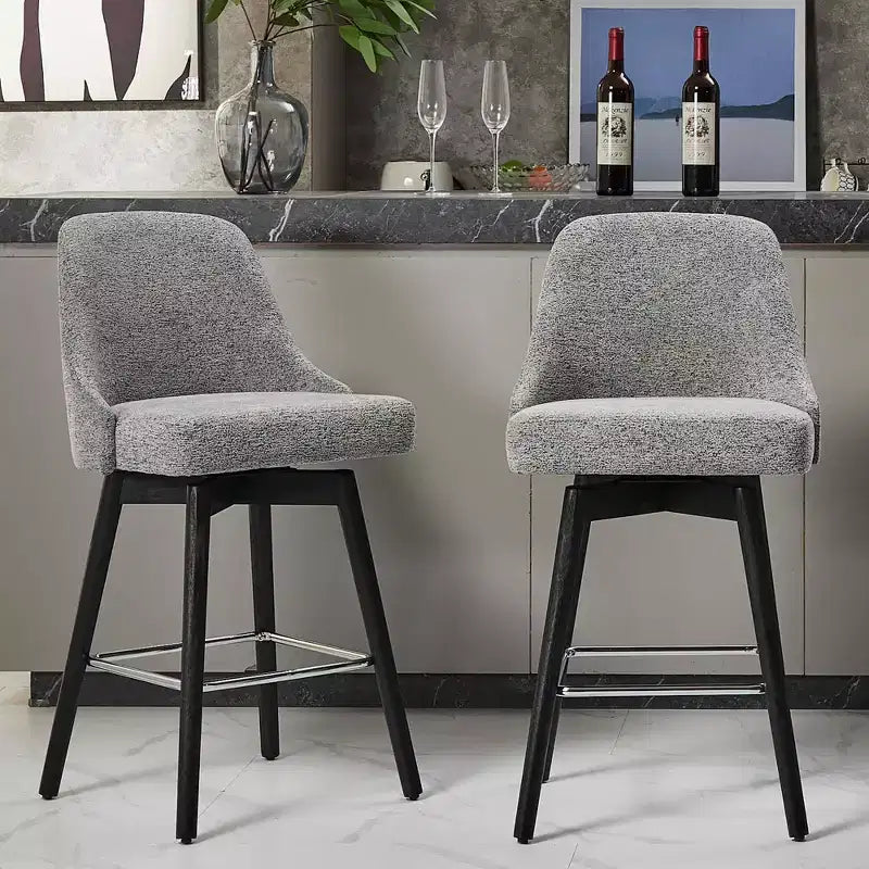 26 Tabourets de Bar Hauteur Comptoir, Chaises de Bar Mid-Century avec Dossier et Pieds en Bois pour Salle à Manger et Îlot de Cuisine