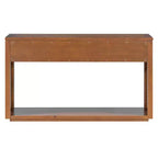 Console MAYEERTY en bois rustique avec tiroirs de rangement et étagère ouverte pour couloir et salon, couleur miel