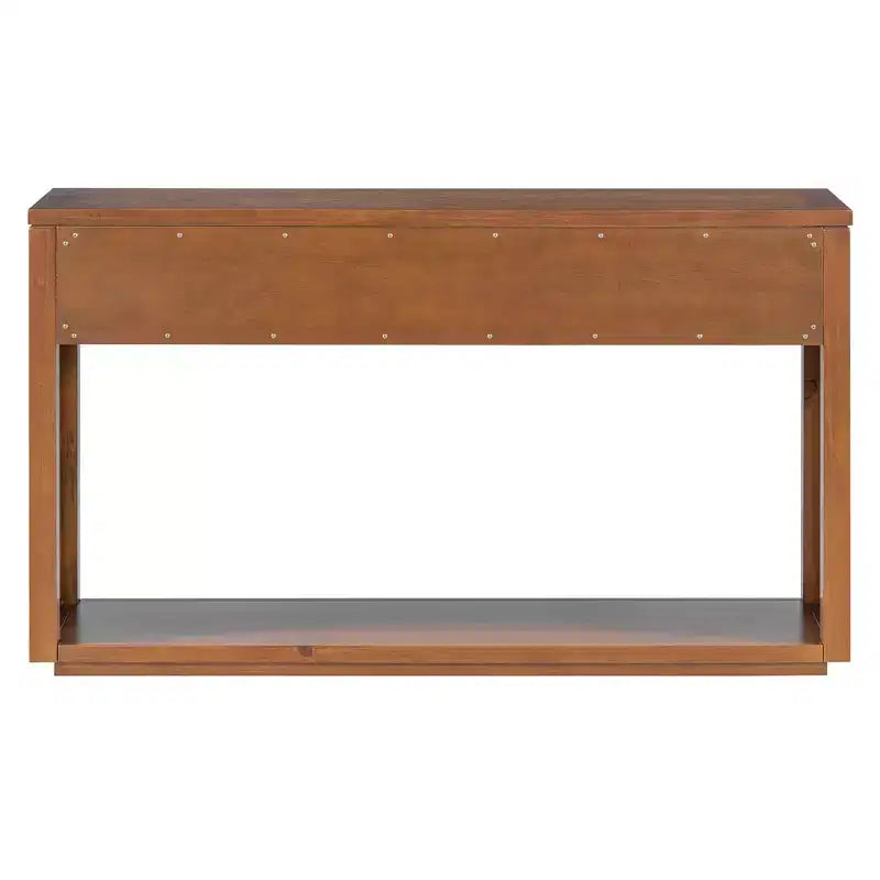 Console MAYEERTY en bois rustique avec tiroirs de rangement et étagère ouverte pour couloir et salon, couleur miel
