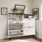 Meuble à chaussures avec 4 tiroirs basculants, étagère à chaussures autoportante avec rangement ouvert, organiseur de rangement à chaussures, meuble à chaussures étroit pour le salon