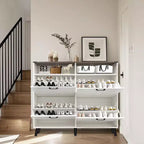 Meuble à chaussures avec 4 tiroirs basculants, étagère à chaussures autoportante avec rangement ouvert, organiseur de rangement à chaussures, meuble à chaussures étroit pour le salon