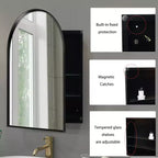 Armoire à pharmacie encastrée arquée 24x36 pouces, armoire murale de salle de bain à cadre métallique avec miroir et étagères réglables