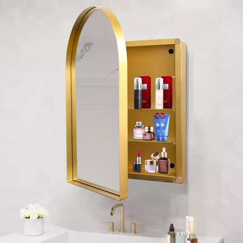 Armoire à pharmacie encastrée arquée 24x36 pouces, armoire murale de salle de bain à cadre métallique avec miroir et étagères réglables