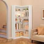 Étagère d'angle TROPOW, Bibliothèque d'angle de style fermier de 182 cm, Grande bibliothèque d'angle en L, Étagère de présentation à 5 niveaux pour livres lourds