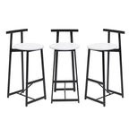 MAYEERTY Lot de 3 Tabourets de Bar en Métal Hauteur Comptoir avec Dossier pour Salle à Manger, Pub (Noir, Blanc)
