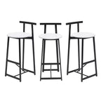 MAYEERTY Lot de 3 Tabourets de Bar en Métal Hauteur Comptoir avec Dossier pour Salle à Manger, Pub (Noir, Blanc)