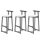 MAYEERTY Lot de 3 Tabourets de Bar en Métal Hauteur Comptoir avec Dossier pour Salle à Manger, Pub (Noir, Blanc)