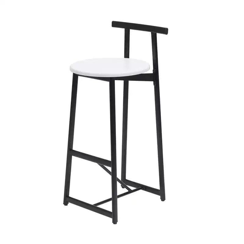 MAYEERTY Lot de 3 Tabourets de Bar en Métal Hauteur Comptoir avec Dossier pour Salle à Manger, Pub (Noir, Blanc)