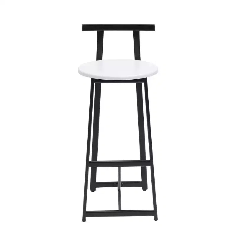 MAYEERTY Lot de 3 Tabourets de Bar en Métal Hauteur Comptoir avec Dossier pour Salle à Manger, Pub (Noir, Blanc)