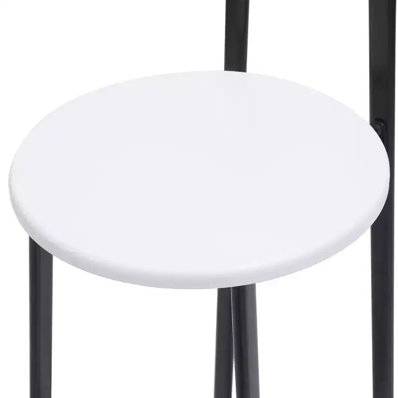 MAYEERTY Lot de 3 Tabourets de Bar en Métal Hauteur Comptoir avec Dossier pour Salle à Manger, Pub (Noir, Blanc)
