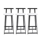 MAYEERTY Lot de 3 Tabourets de Bar en Métal Hauteur Comptoir avec Dossier pour Salle à Manger, Pub (Noir, Blanc)