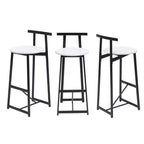 MAYEERTY Lot de 3 Tabourets de Bar en Métal Hauteur Comptoir avec Dossier pour Salle à Manger, Pub (Noir, Blanc)