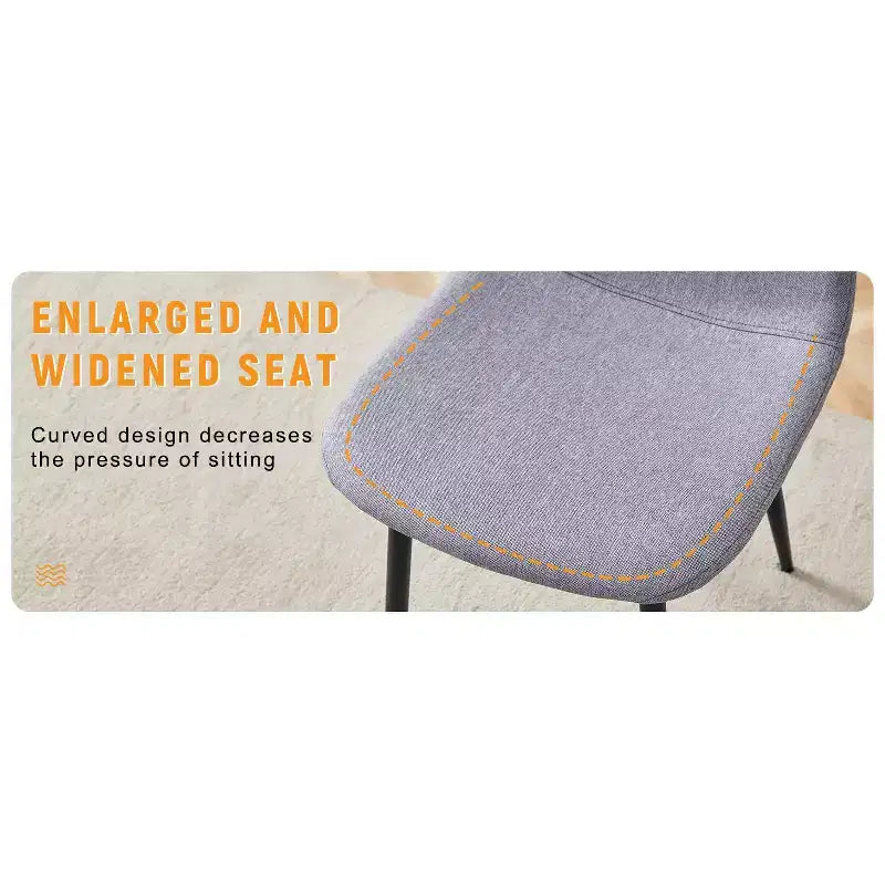 MAYEERTY Lot de 4 chaises de salle à manger de luxe simples, lin coton gris clair, pieds en métal noir, s'adaptent à différents décors