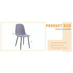 MAYEERTY Lot de 4 chaises de salle à manger de luxe simples, lin coton gris clair, pieds en métal noir, s'adaptent à différents décors