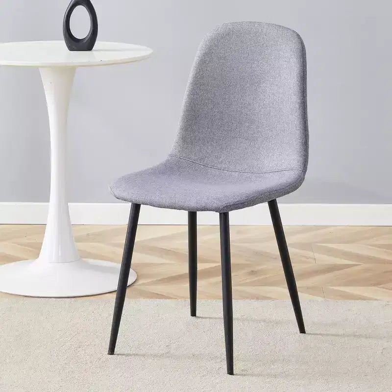 MAYEERTY Lot de 4 chaises de salle à manger de luxe simples, lin coton gris clair, pieds en métal noir, s'adaptent à différents décors