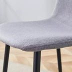 MAYEERTY Lot de 4 chaises de salle à manger de luxe simples, lin coton gris clair, pieds en métal noir, s'adaptent à différents décors