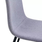 MAYEERTY Lot de 4 chaises de salle à manger de luxe simples, lin coton gris clair, pieds en métal noir, s'adaptent à différents décors