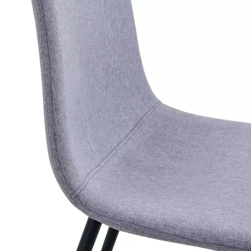 MAYEERTY Lot de 4 chaises de salle à manger de luxe simples, lin coton gris clair, pieds en métal noir, s'adaptent à différents décors
