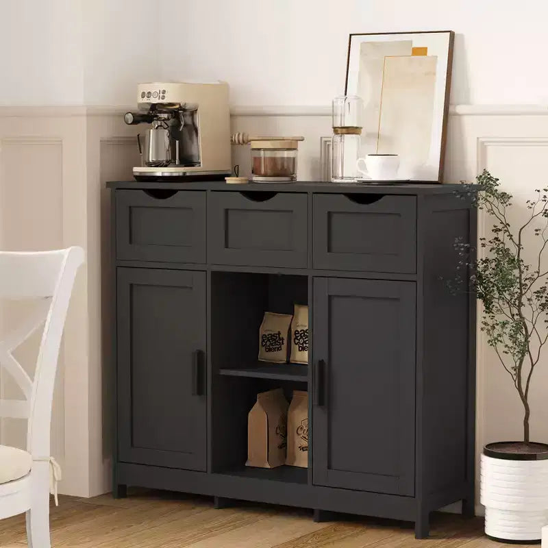 MAYEERTY Armoires de Rangement avec Tiroirs et Étagères Meubles d'Appoint pour Salon Noir