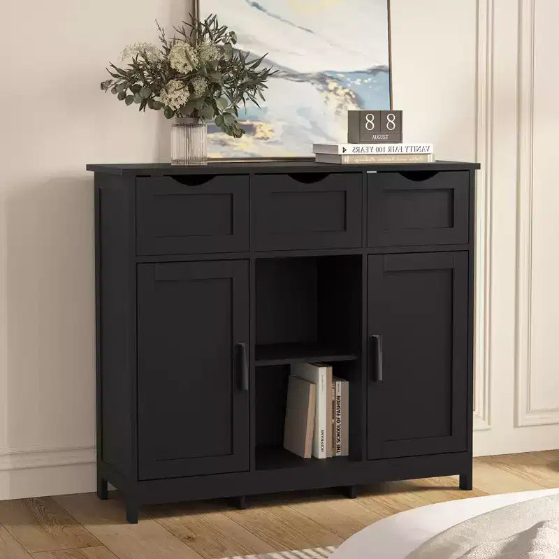 MAYEERTY Armoires de Rangement avec Tiroirs et Étagères Meubles d'Appoint pour Salon Noir