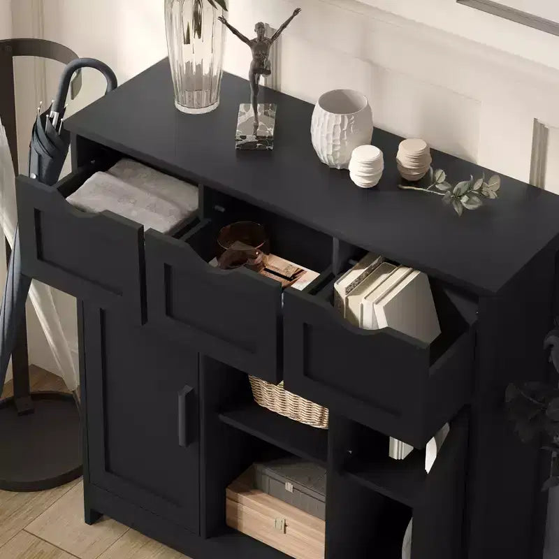 MAYEERTY Armoires de Rangement avec Tiroirs et Étagères Meubles d'Appoint pour Salon Noir