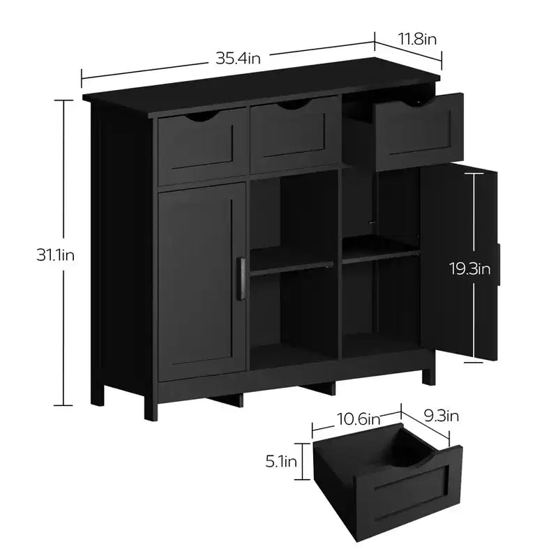 MAYEERTY Armoires de Rangement avec Tiroirs et Étagères Meubles d'Appoint pour Salon Noir