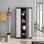 Armoire de rangement métallique 72" avec 4 portes, casiers pour employés et étudiants avec étagères, casier métallique en acier pour l'école, le bureau, la salle de sport, gris + noir