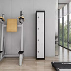 Armoire de rangement métallique 72" avec 4 portes, casiers pour employés et étudiants avec étagères, casier métallique en acier pour l'école, le bureau, la salle de sport, gris + noir