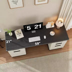Bureau de direction style ferme de 59 po, bureau d'ordinateur avec tiroir classeur et armoire de rangement, table d'ordinateur en bois avec 3 tiroirs pour le travail et l'étude