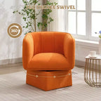 GustoWave Fauteuil d'appoint pivotant moderne 360, fauteuil pivotant rond avec coussin large, fauteuils de canapé en tissu velours moelleux