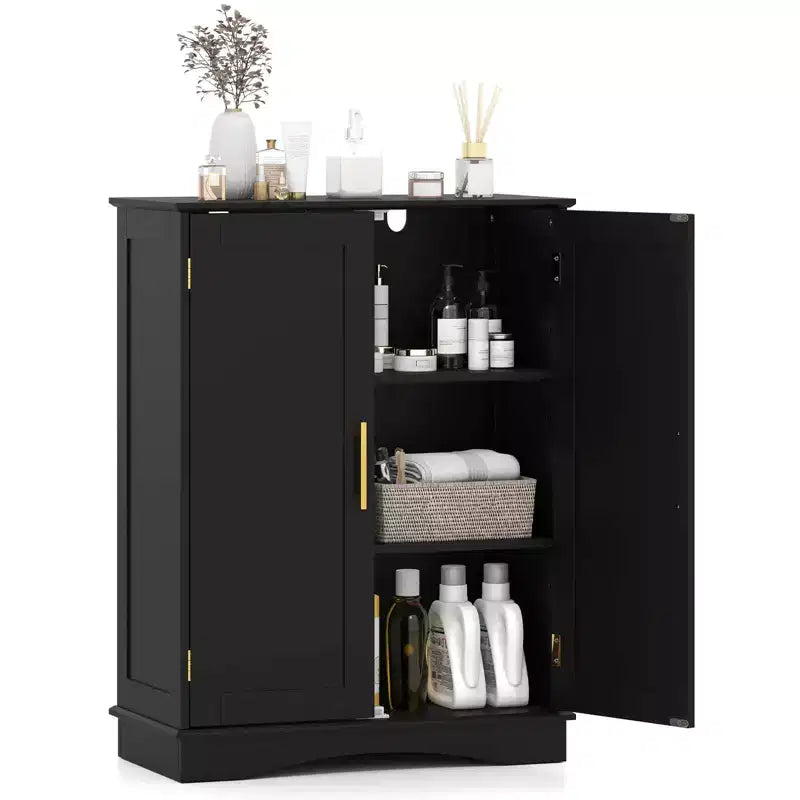 Meuble de Rangement au Sol Costway Organisateur de Rangement Moderne avec Étagères Réglables et 2 Portes Noir/Bleu/Gris/Blanc