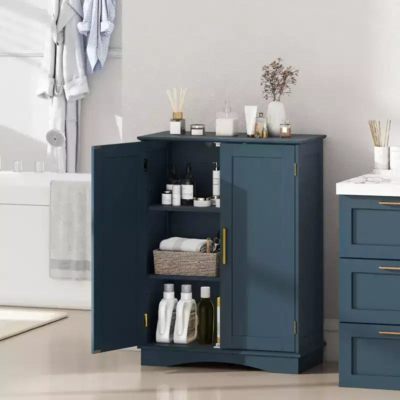 Meuble de Rangement au Sol Costway Organisateur de Rangement Moderne avec Étagères Réglables et 2 Portes Noir/Bleu/Gris/Blanc